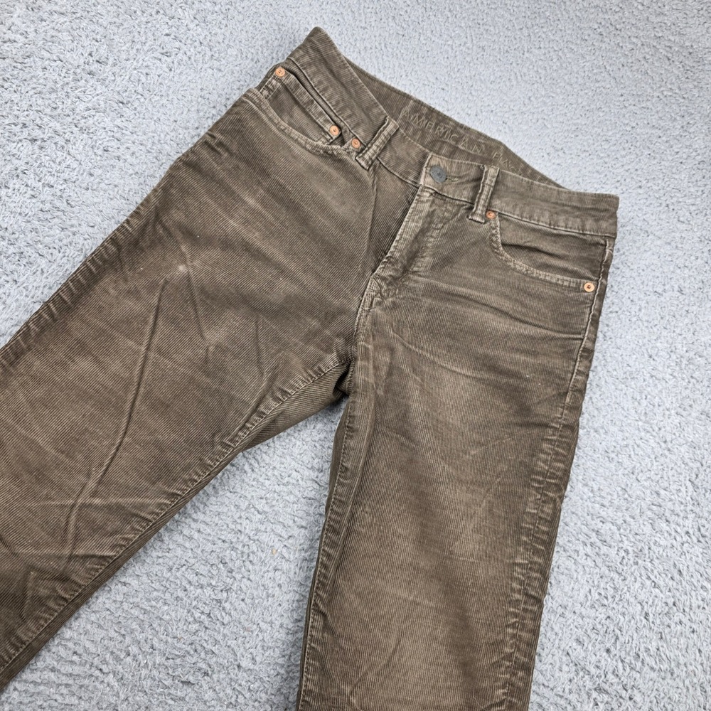 American Eagle Corduroy Pants Mens 29x32‎ Brown Slim Flex Stretch